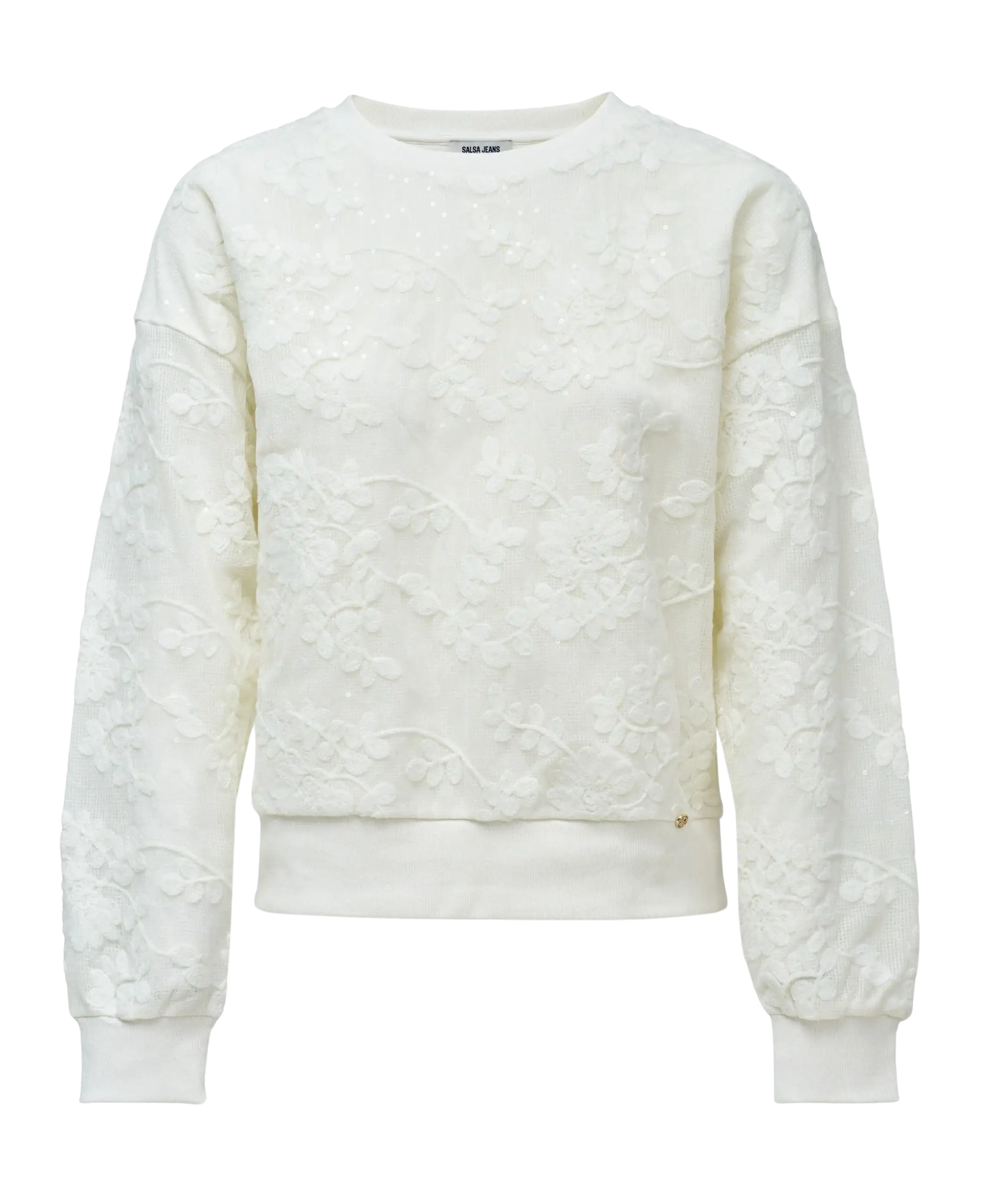 Sudadera SALSA JEANS Bordados Florales Light Pearl – ECRU