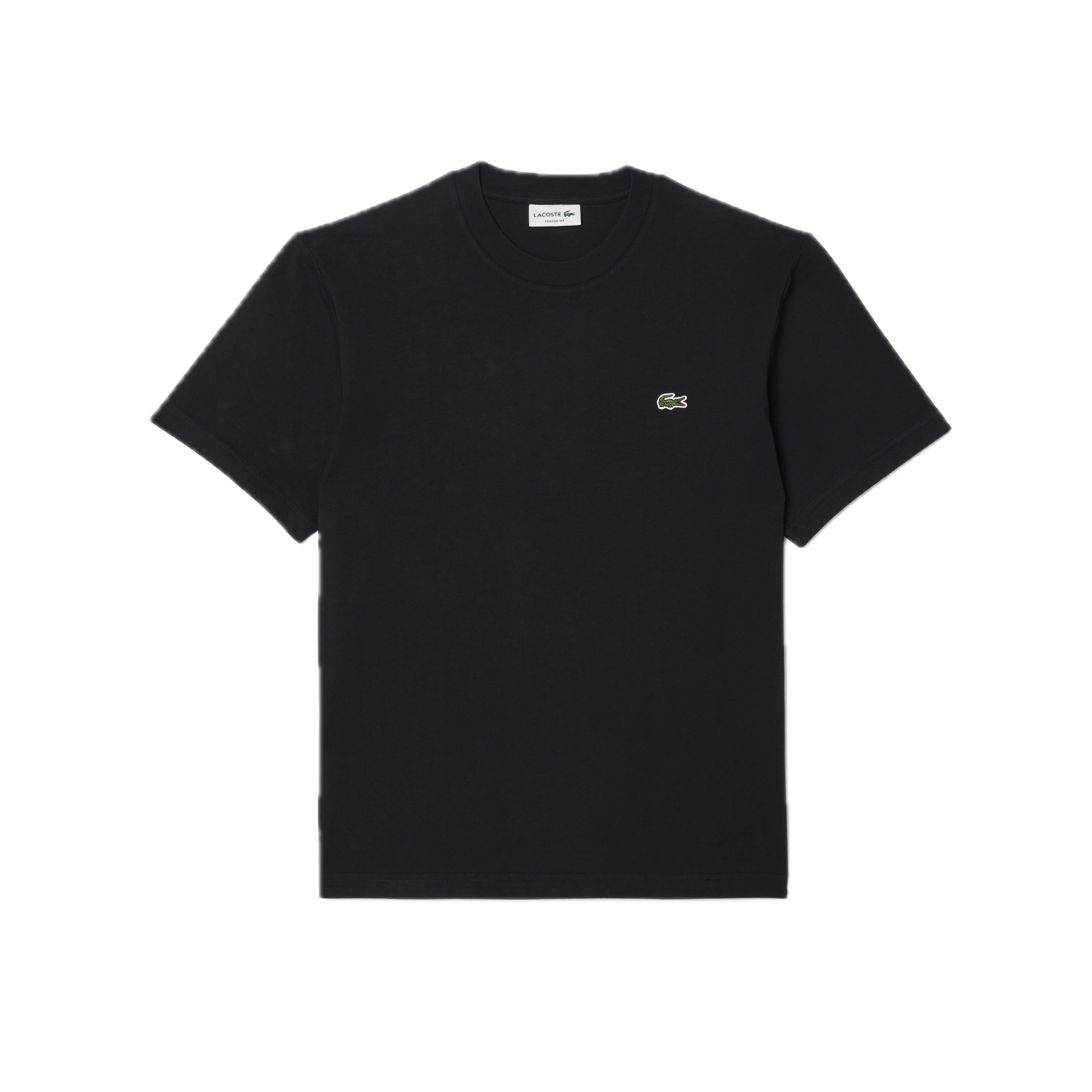 Camiseta Lacoste de Corte Clásico de Punto de Algodón Negra
