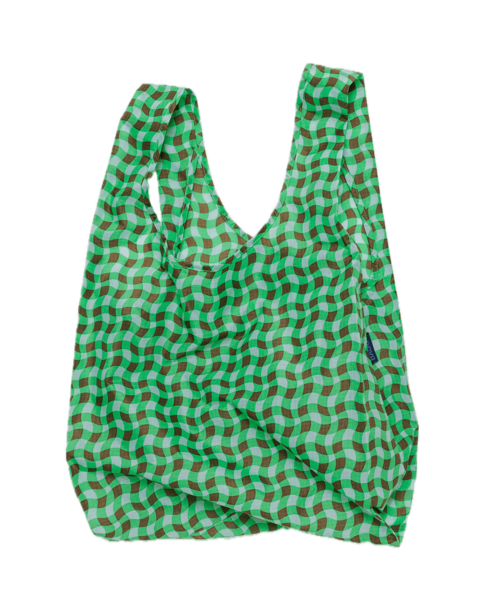 Bolsa Baggu Estándar Reciclada Wavy Gingham Green - ECRU