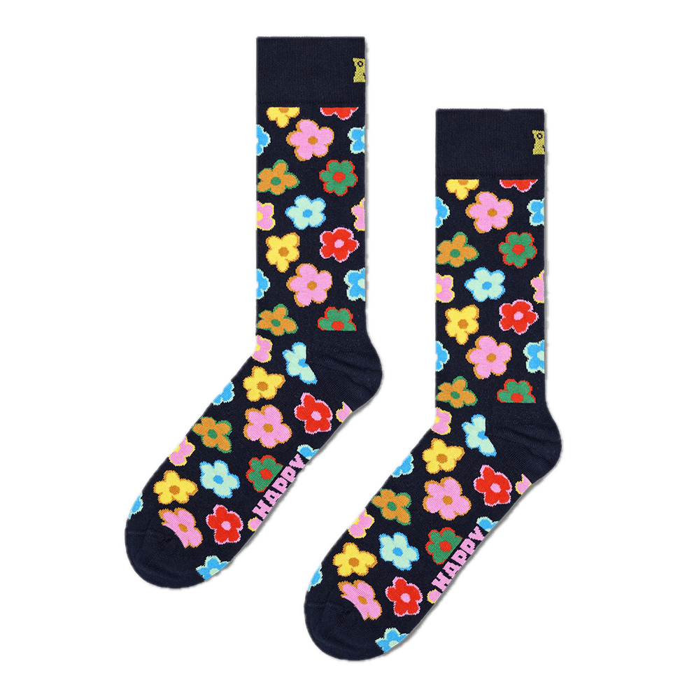 Calcetines Happy Socks Navy Flower Crew - ECRU
