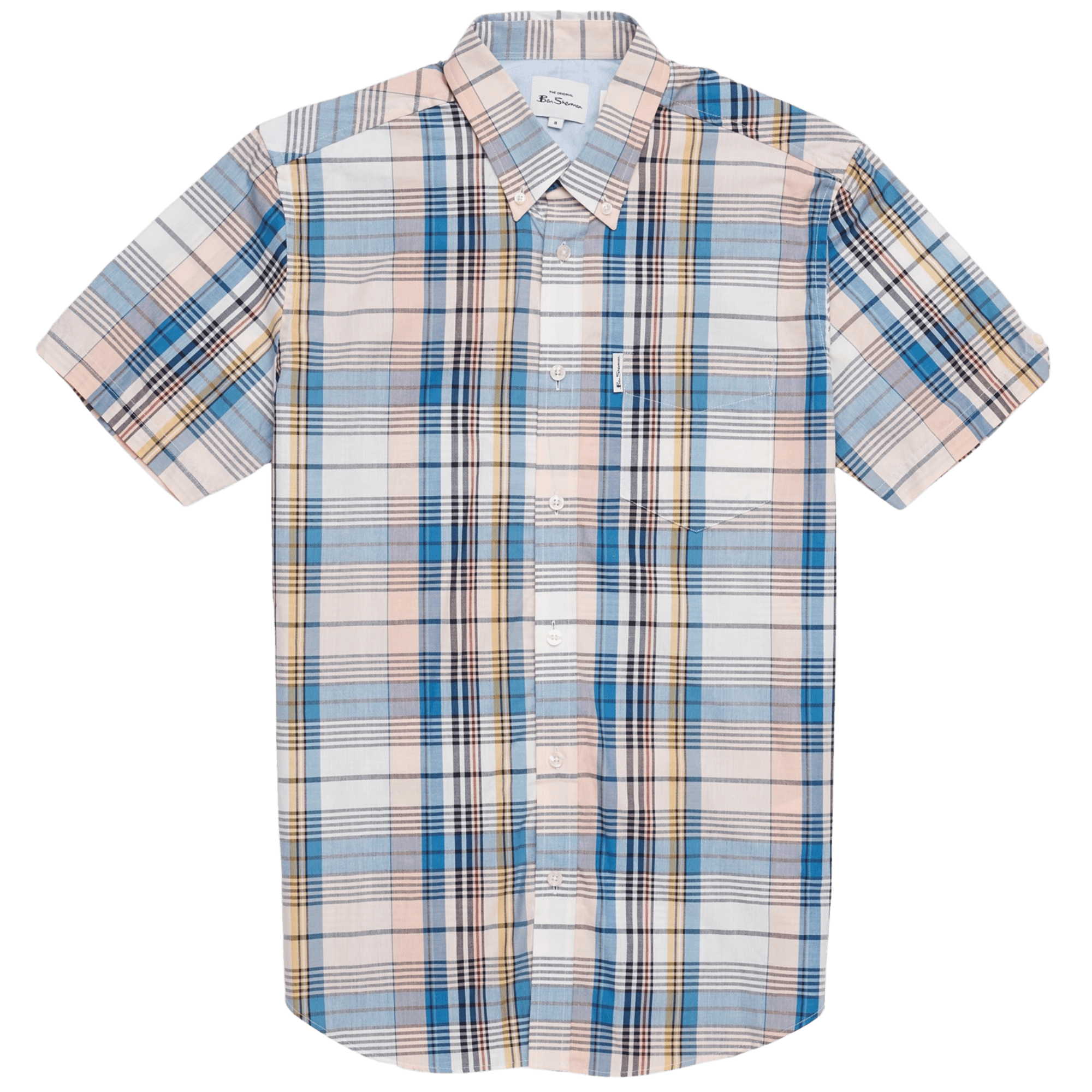 Camisa Large Madras Check Blue Denim - ECRU
