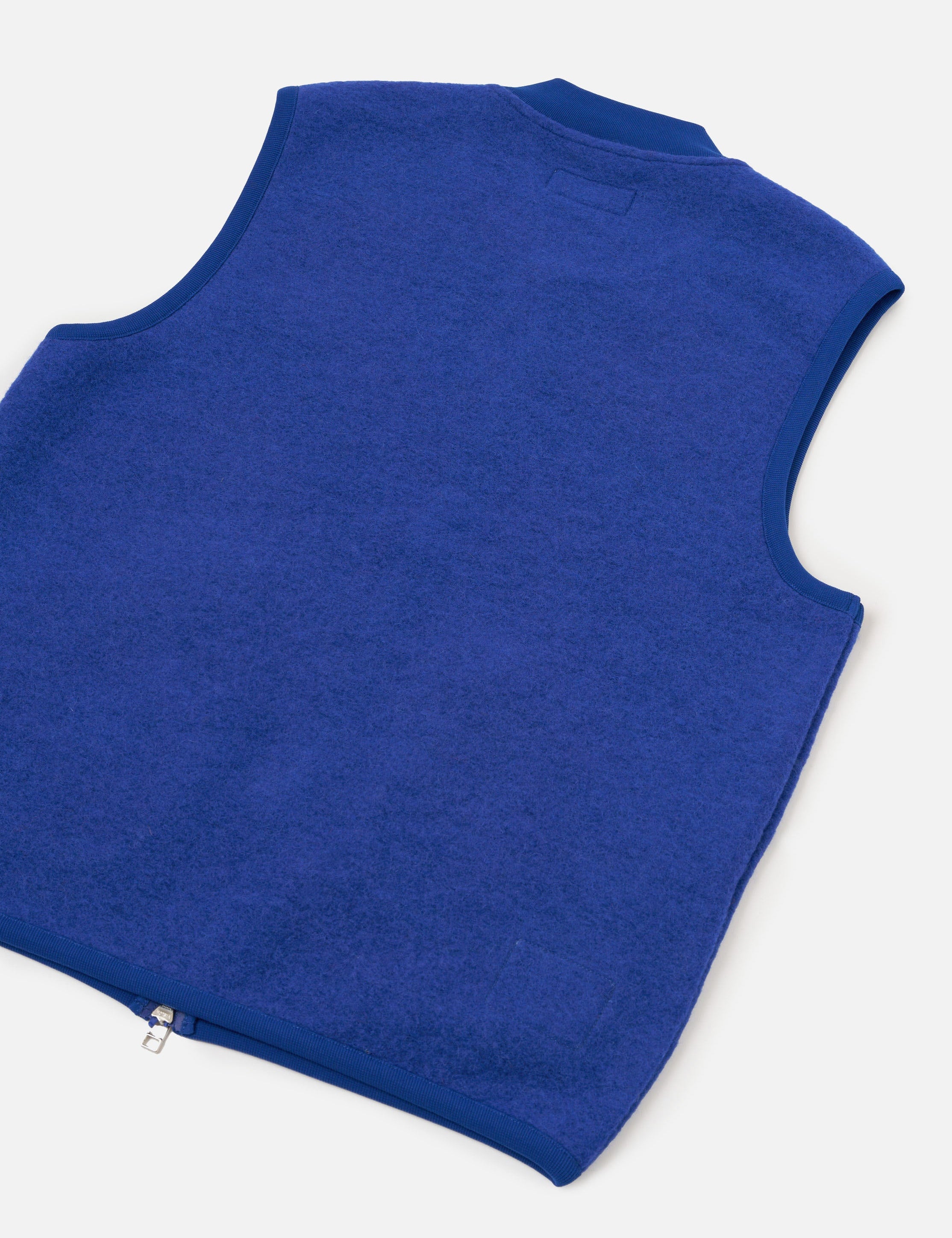 Chaleco UNIVERSAL WORKS Wool Fleece Zip Blue, vista posterior