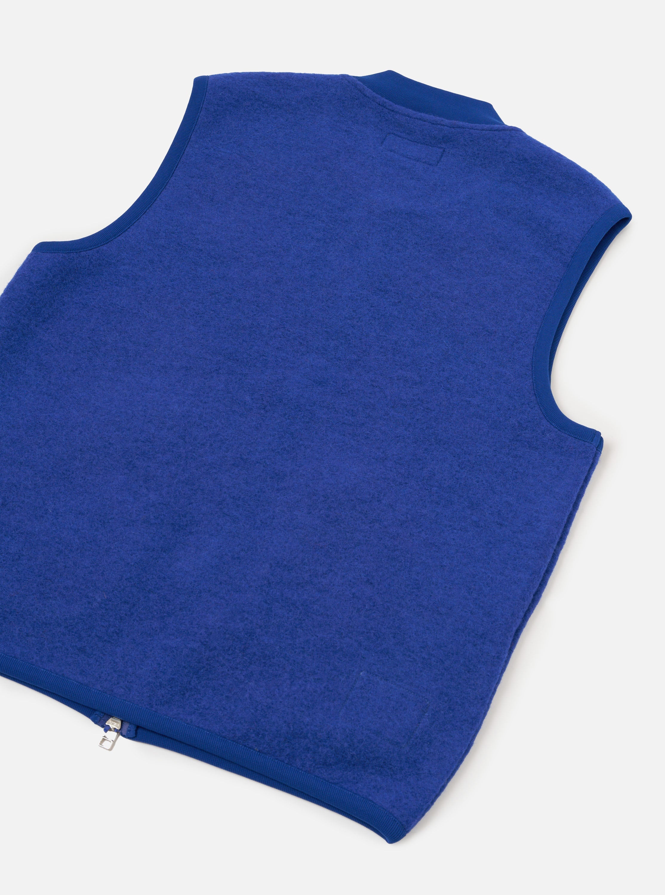 Chaleco UNIVERSAL WORKS Wool Fleece Zip Blue, vista posterior