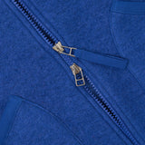 Chaleco UNIVERSAL WORKS Wool Fleece Zip Blue, detalle de la cremallera