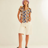 Camiseta XANTIK Escote Espalda Blue Mosaic