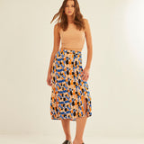 Falda XANTIK Midi Blue Mosaic