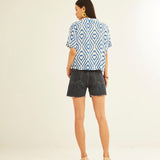 Camisa XANTIK Manga Corta Blue Diamonds