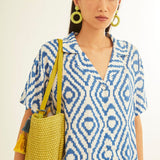 Camisa XANTIK Manga Corta Blue Diamonds