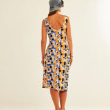 Vestido XANTIK Lazo Cintura Blue Mosaic