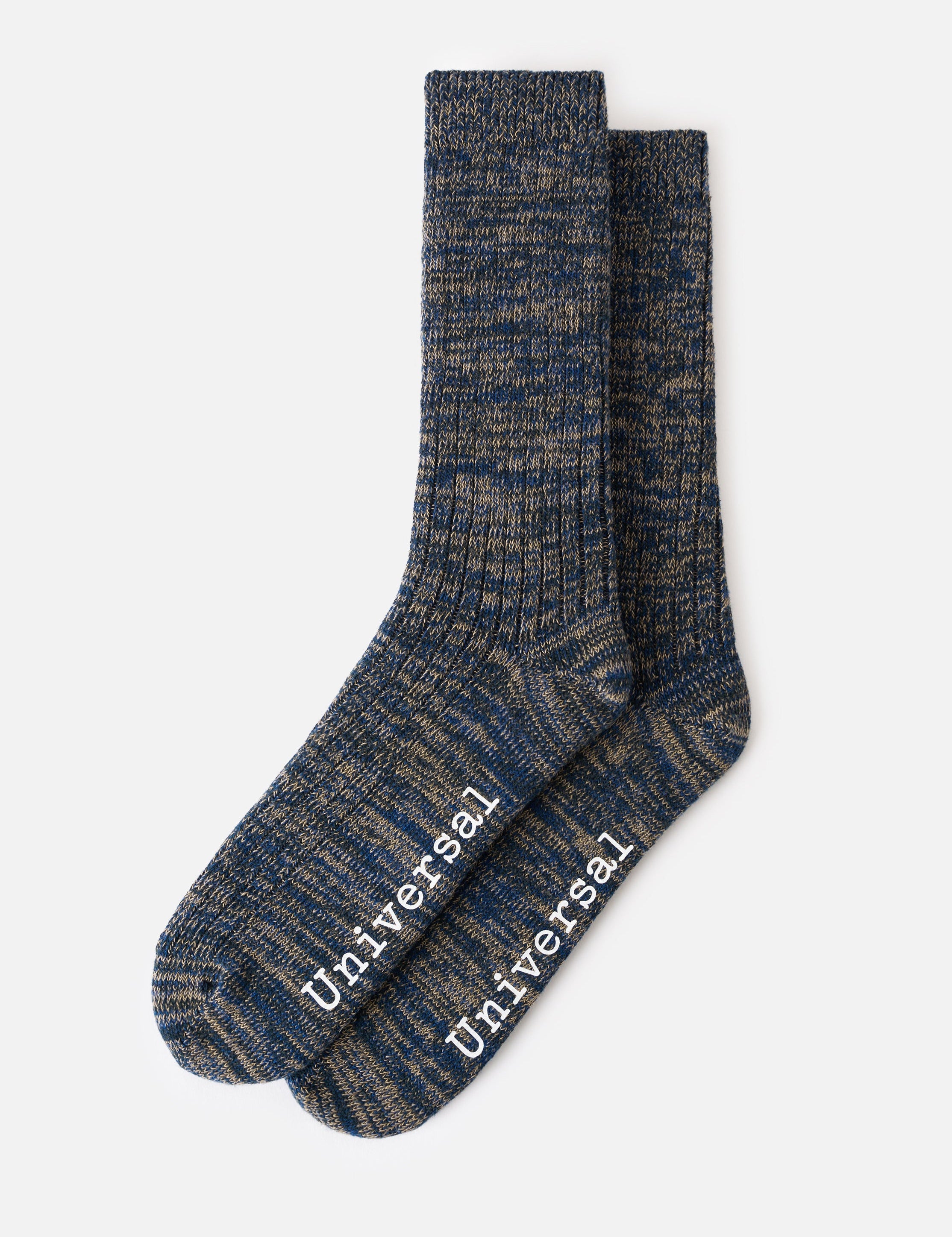 Calcetines UNIVERSAL WORKS Slub Knit Slub Sock Dark Navy - vista oficial 1