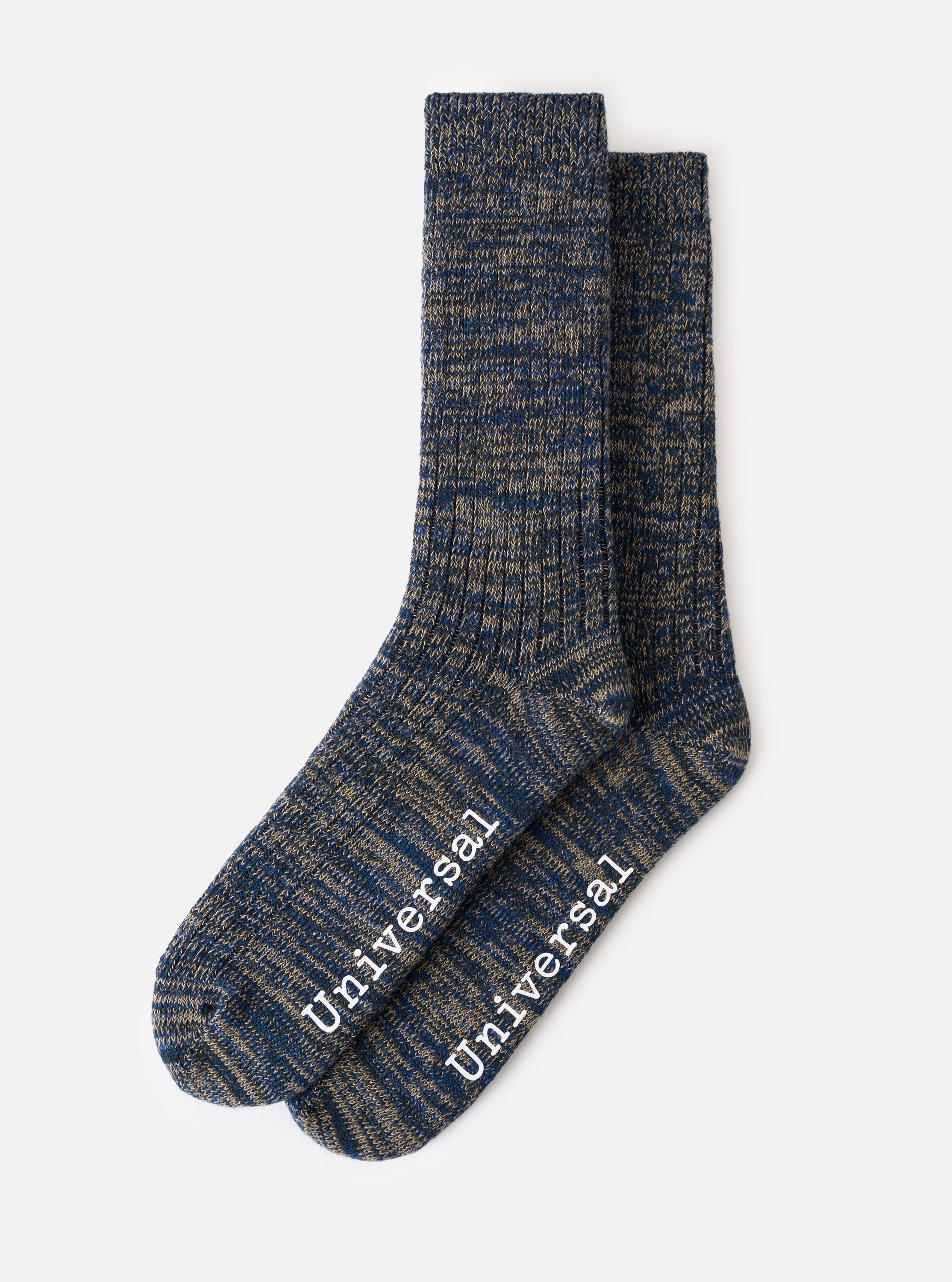 Calcetines UNIVERSAL WORKS Slub Knit Slub Sock Dark Navy - vista oficial 1