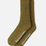 Calcetines UNIVERSAL WORKS Slub Knit Slub Sock Olive - vista oficial 1