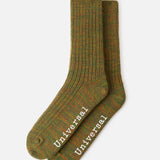 Calcetines UNIVERSAL WORKS Slub Knit Slub Sock Olive - vista oficial 1