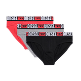 Pack of Three Diesel Slip Briefs Black/Gray/Red 