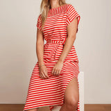 Vestido KING LOUIE Vera Chopito Stripe Fire Red