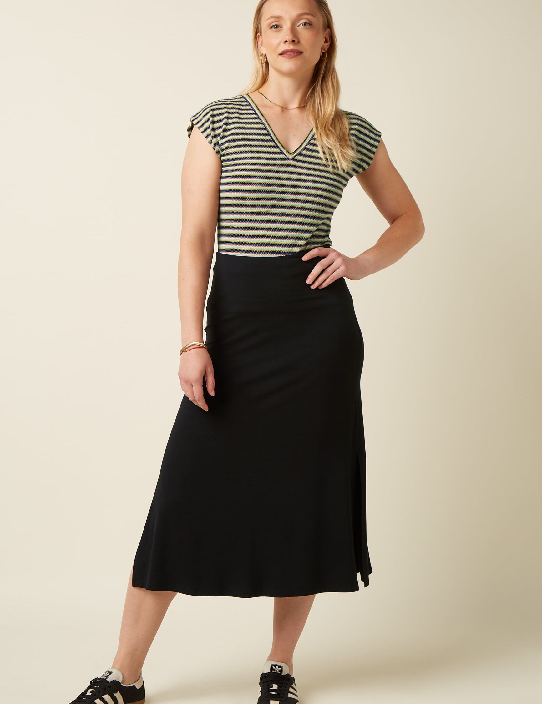 Camiseta KING LOUIE Double V Top Beebop Stripe Black
