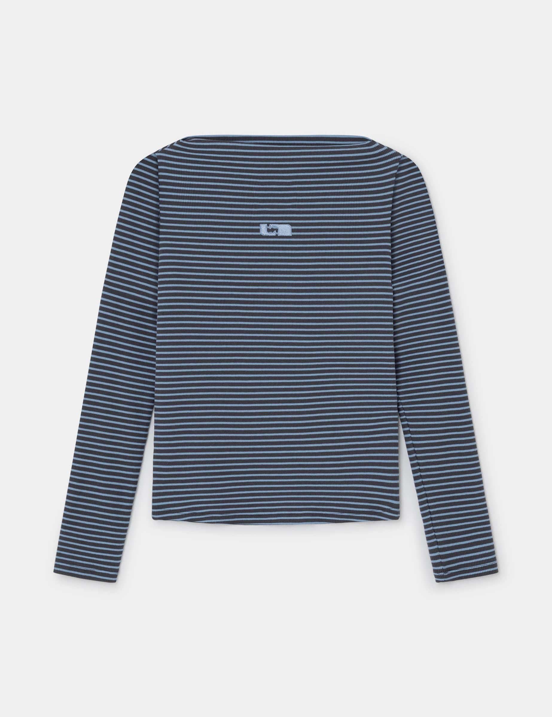 Camiseta de manga larga LAAGAM Emory Blue Striped, vista frontal de la camiseta