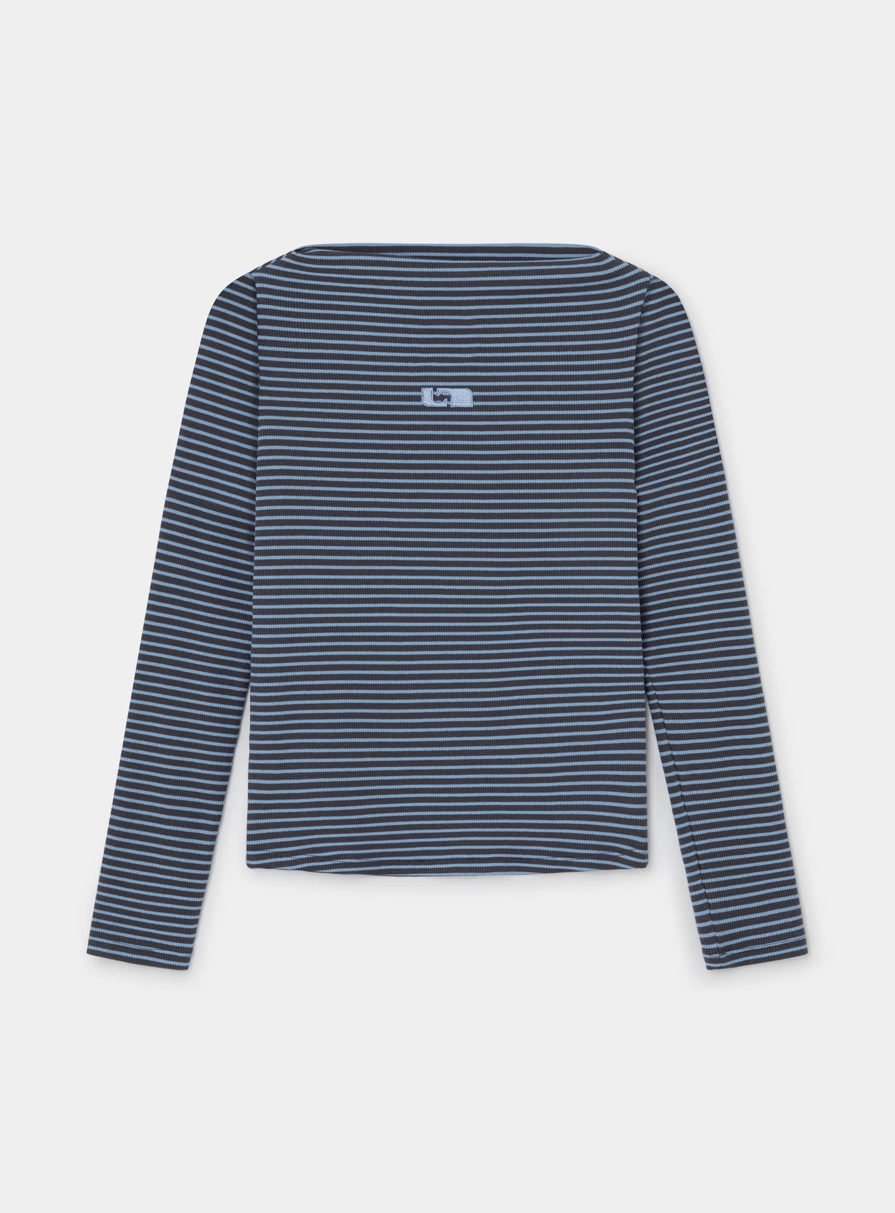 Camiseta de manga larga LAAGAM Emory Blue Striped, vista frontal de la camiseta