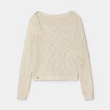 Jersey LAAGAM Parker Textured Ecru, otra vista con modelo