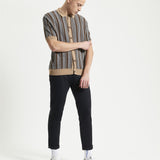 BEN SHERMAN Textured Stripe Dark Navy Shirt 