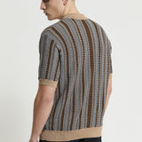 BEN SHERMAN Textured Stripe Dark Navy Shirt 