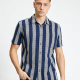 Camisa BEN SHERMAN Block Geo Jacquard Twilight Denim