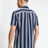 Camisa BEN SHERMAN Block Geo Jacquard Twilight Denim
