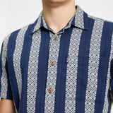 Camisa BEN SHERMAN Block Geo Jacquard Twilight Denim