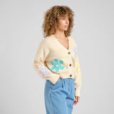 Cardigan DEDICATED Kanan Flower Vanilla White