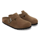 Zuecos BIRKENSTOCK Boston Suede Leather Dark Tea Tonal Plantilla Blanda