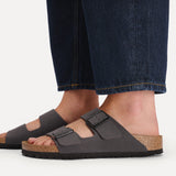 Sandalias BIRKENSTOCK Arizona Birko-Flor Velvet Gray / Black Buckles