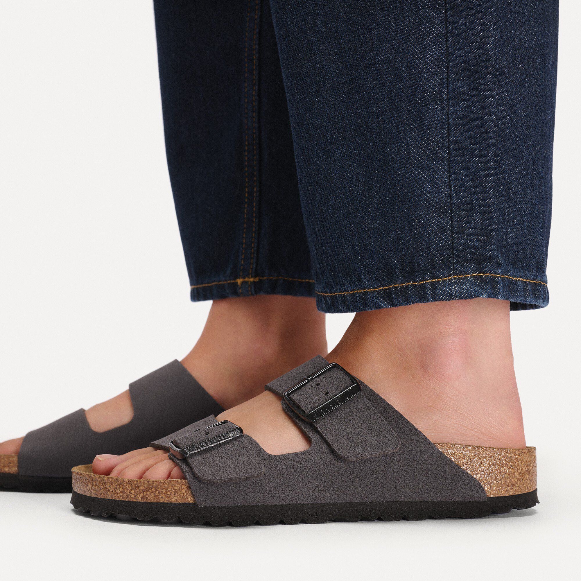 Sandalias BIRKENSTOCK Arizona Birko-Flor Velvet Gray / Black Buckles