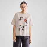 Camiseta DEDICATED Vadstena Star Boots Oat White