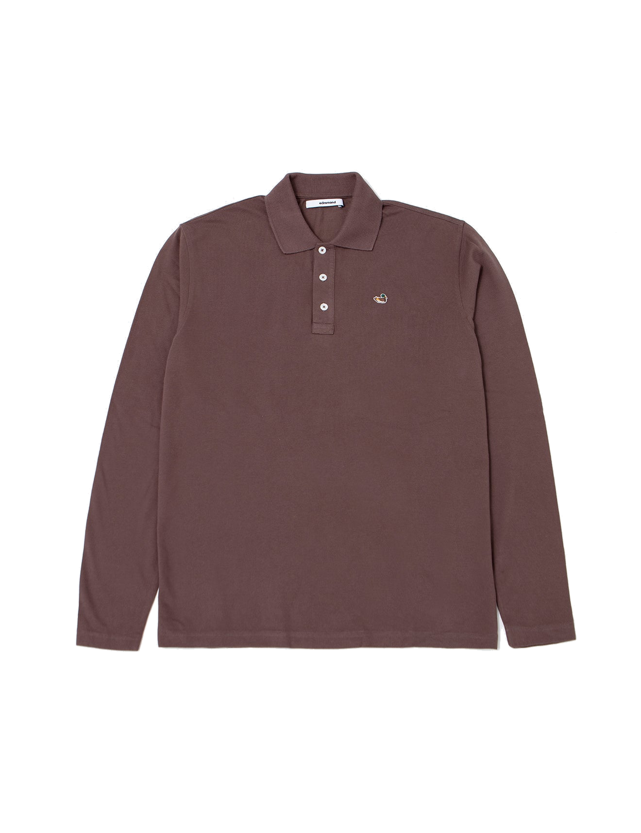 Polo Manga Larga EDMMOND Duck Plain Chocolate - flat frontal con fondo transparente