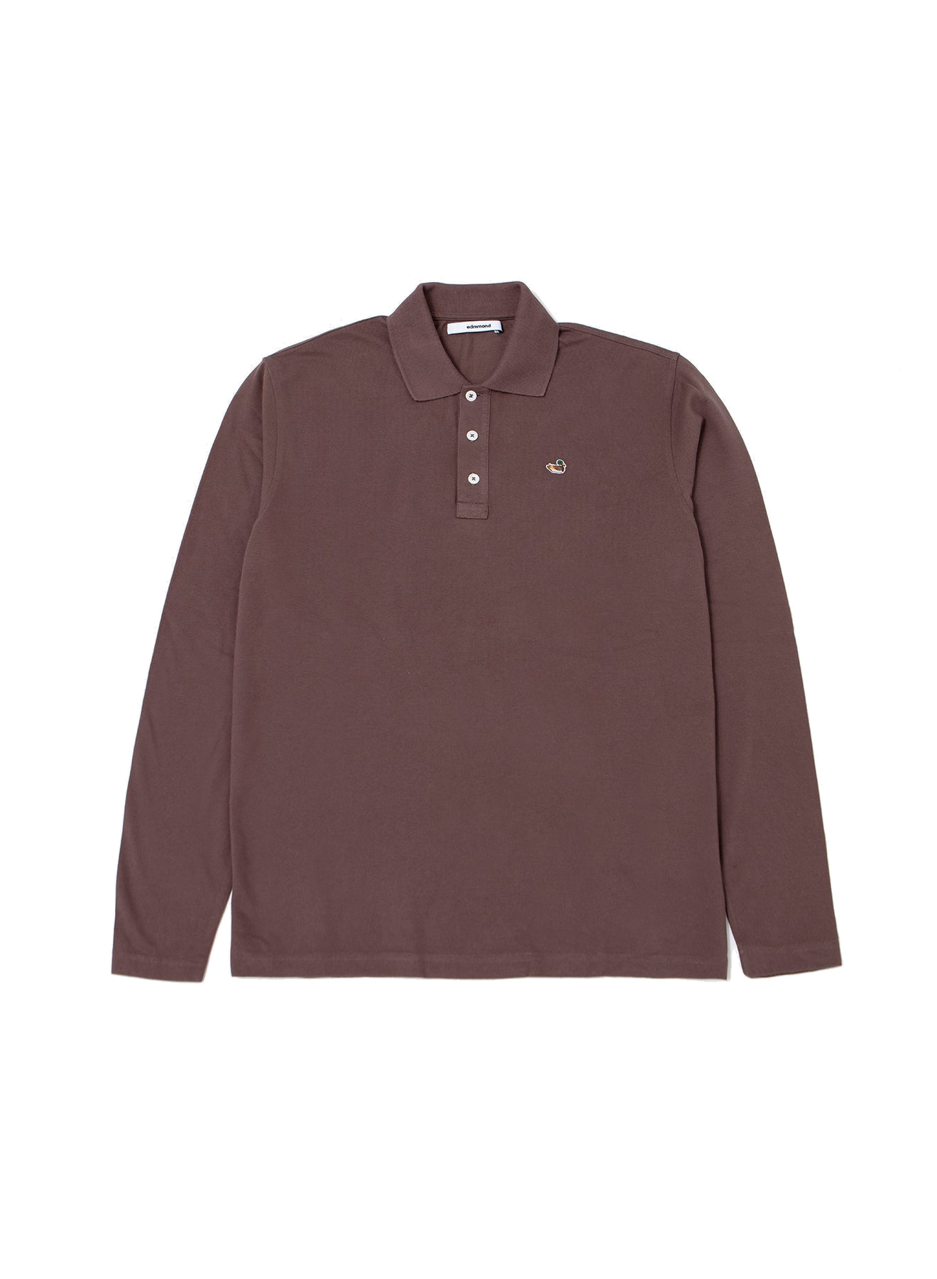Polo Manga Larga EDMMOND Duck Plain Chocolate - flat frontal con fondo transparente