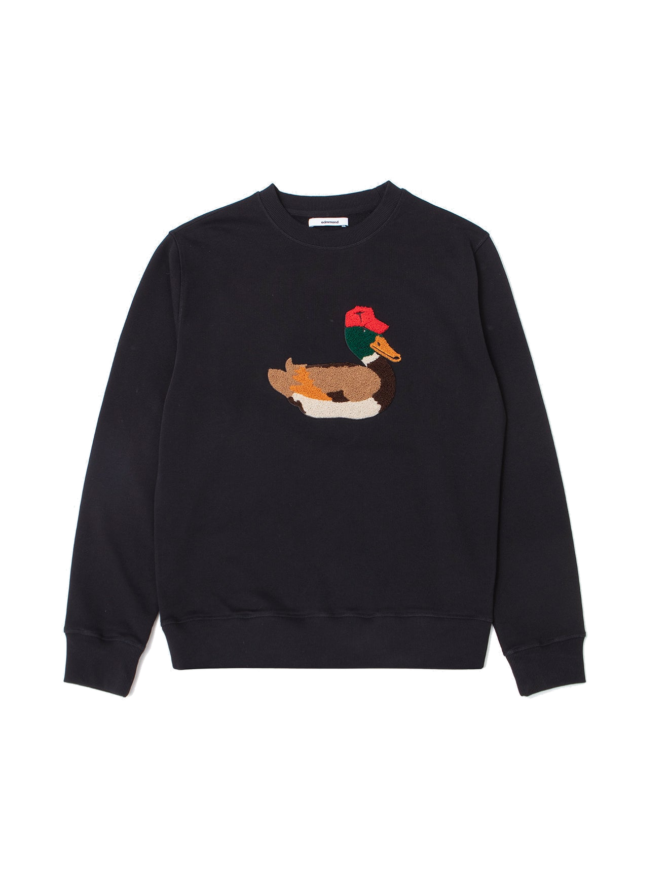 Sudadera EDMMOND Duck Hunt Plain Black - flat frontal con fondo transparente