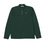 Polo Manga Larga EDMMOND Duck Plain Dark Green - flat frontal con fondo transparente