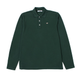 Polo Manga Larga EDMMOND Duck Plain Dark Green - flat frontal con fondo transparente