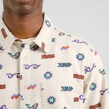 Camisa DEDICATED Rute Flannel Trout and Waves Oat White Rainy Day