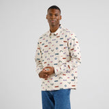 Camisa DEDICATED Rute Flannel Trout and Waves Oat White Rainy Day