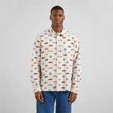 Camisa DEDICATED Rute Flannel Trout and Waves Oat White Rainy Day
