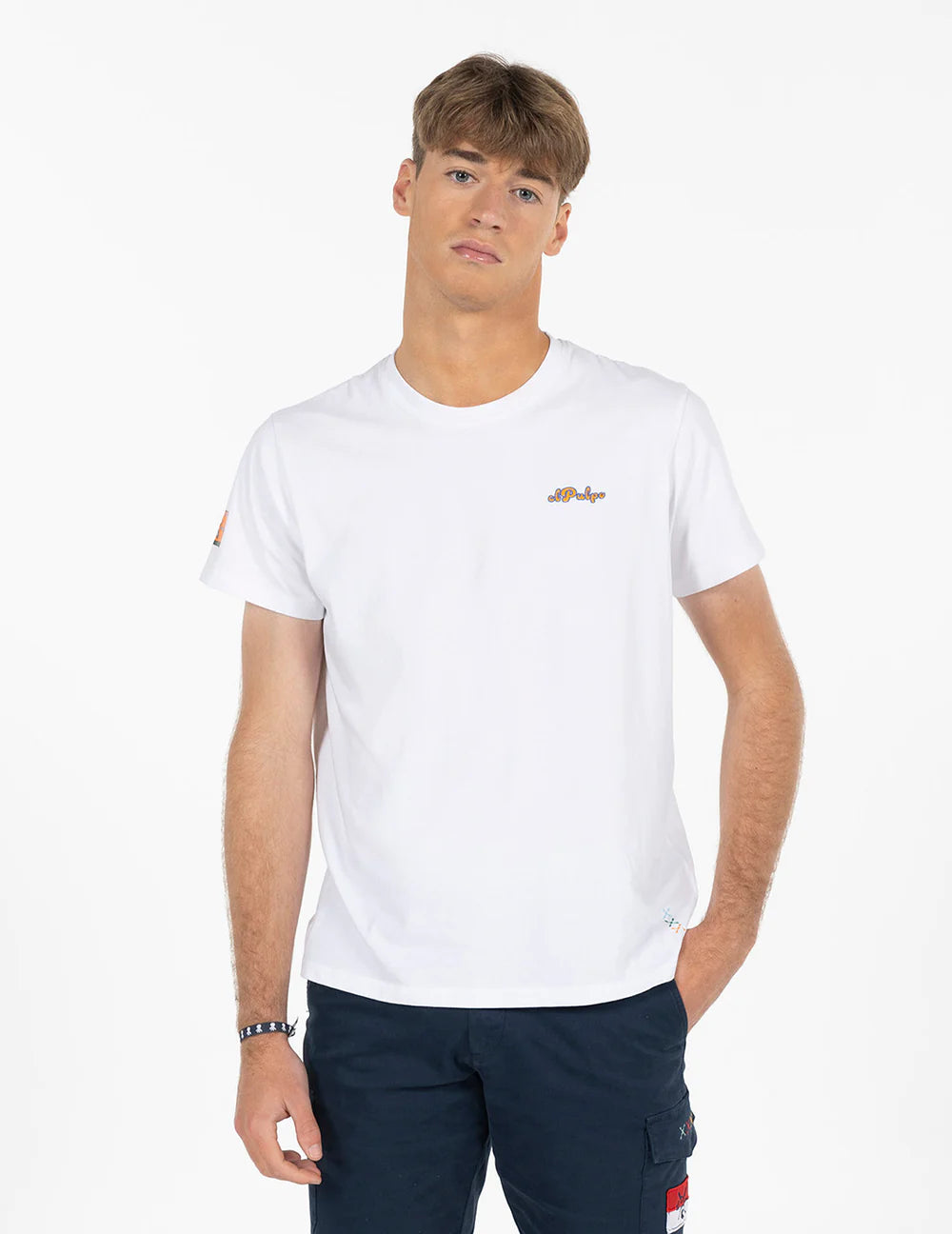 El Octopus T-Shirt mit Shapes-Print in reinem Weiß