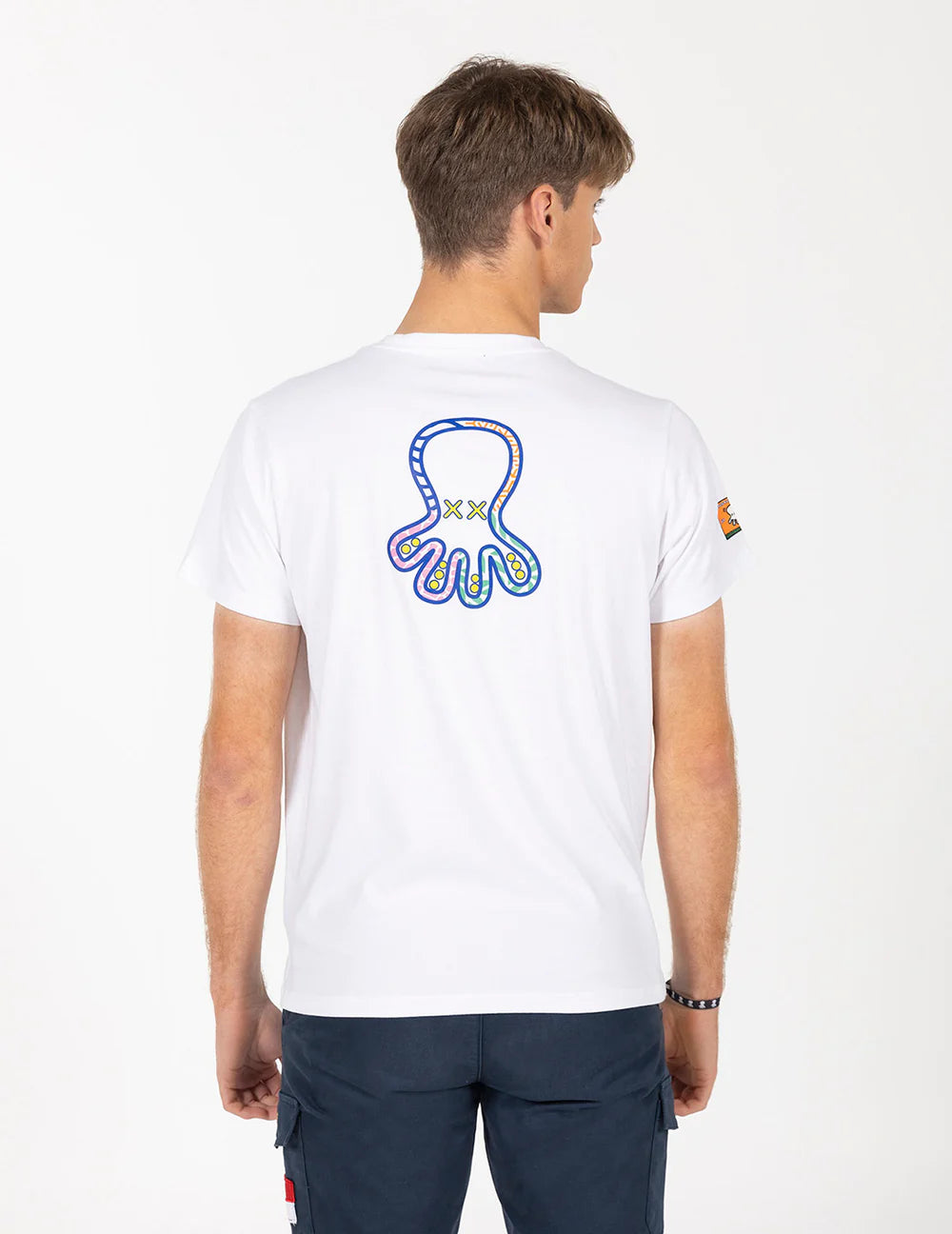 El Octopus T-Shirt mit Shapes-Print in reinem Weiß