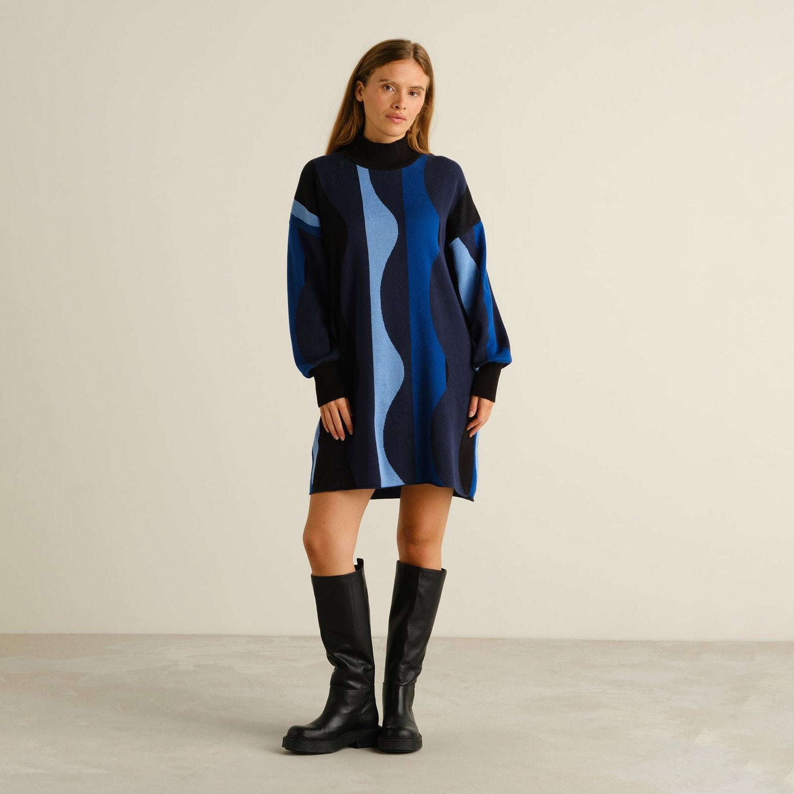 Vestido DEDICATED Nikkala Wavy Stripe - Blue - vista oficial 1