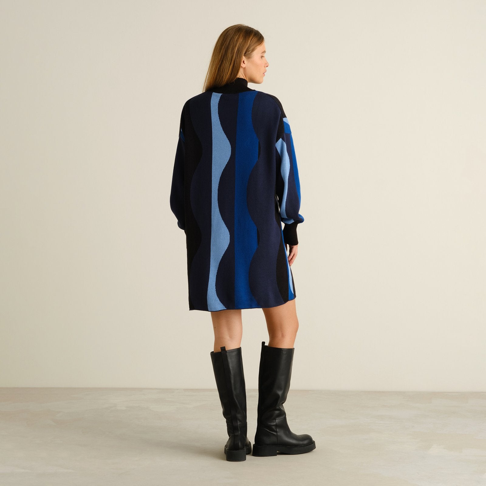 Vestido DEDICATED Nikkala Wavy Stripe - Blue - vista oficial 3