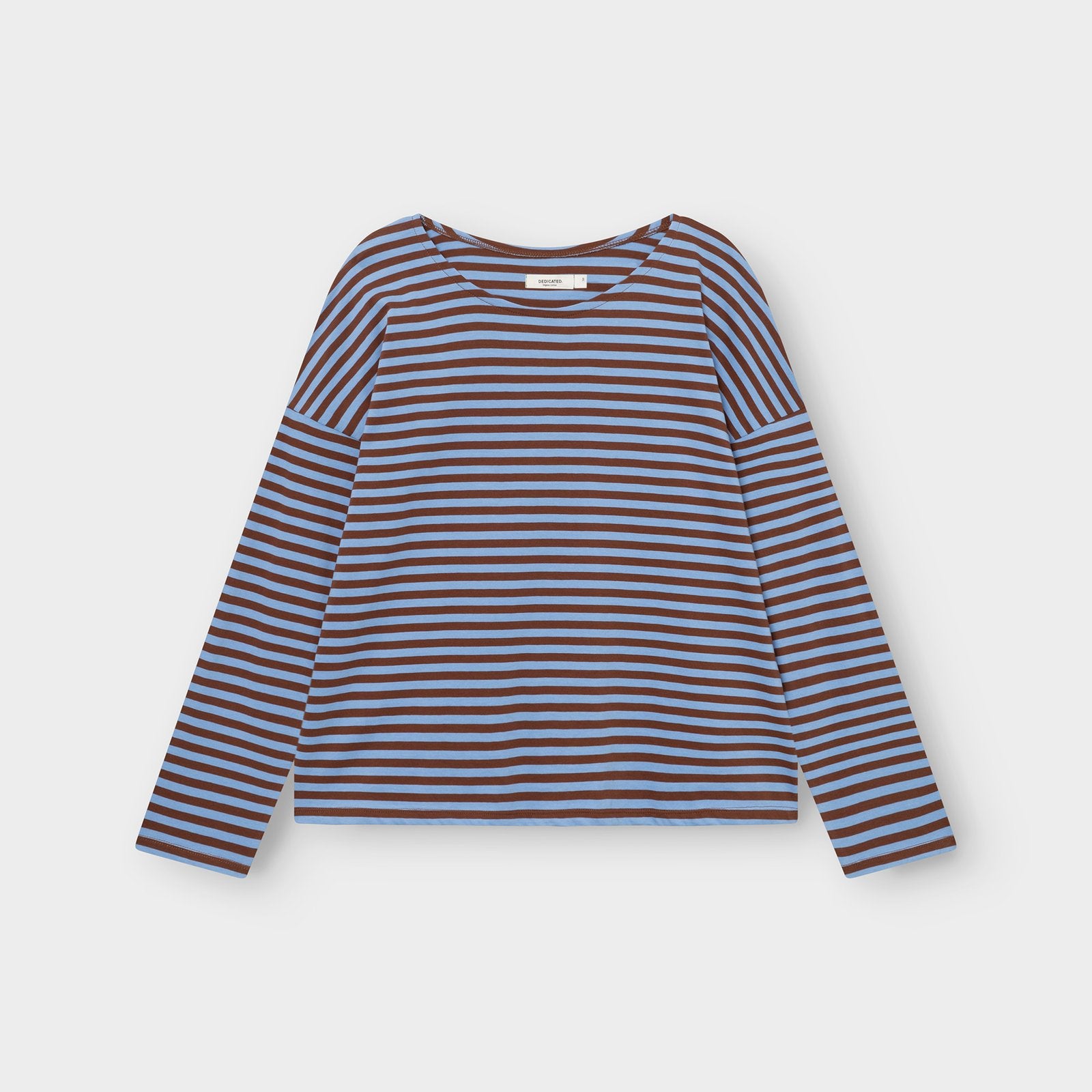 Camiseta DEDICATED Humledal Stripes - Cappuccino Brown/Cornflower Blue - vista oficial 2