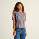 Camiseta DEDICATED Vadstena Stripes - Cappuccino Brown/Cornflower Blue - vista oficial 2