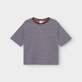 Camiseta DEDICATED Vadstena Stripes - Cappuccino Brown/Cornflower Blue - vista oficial 3