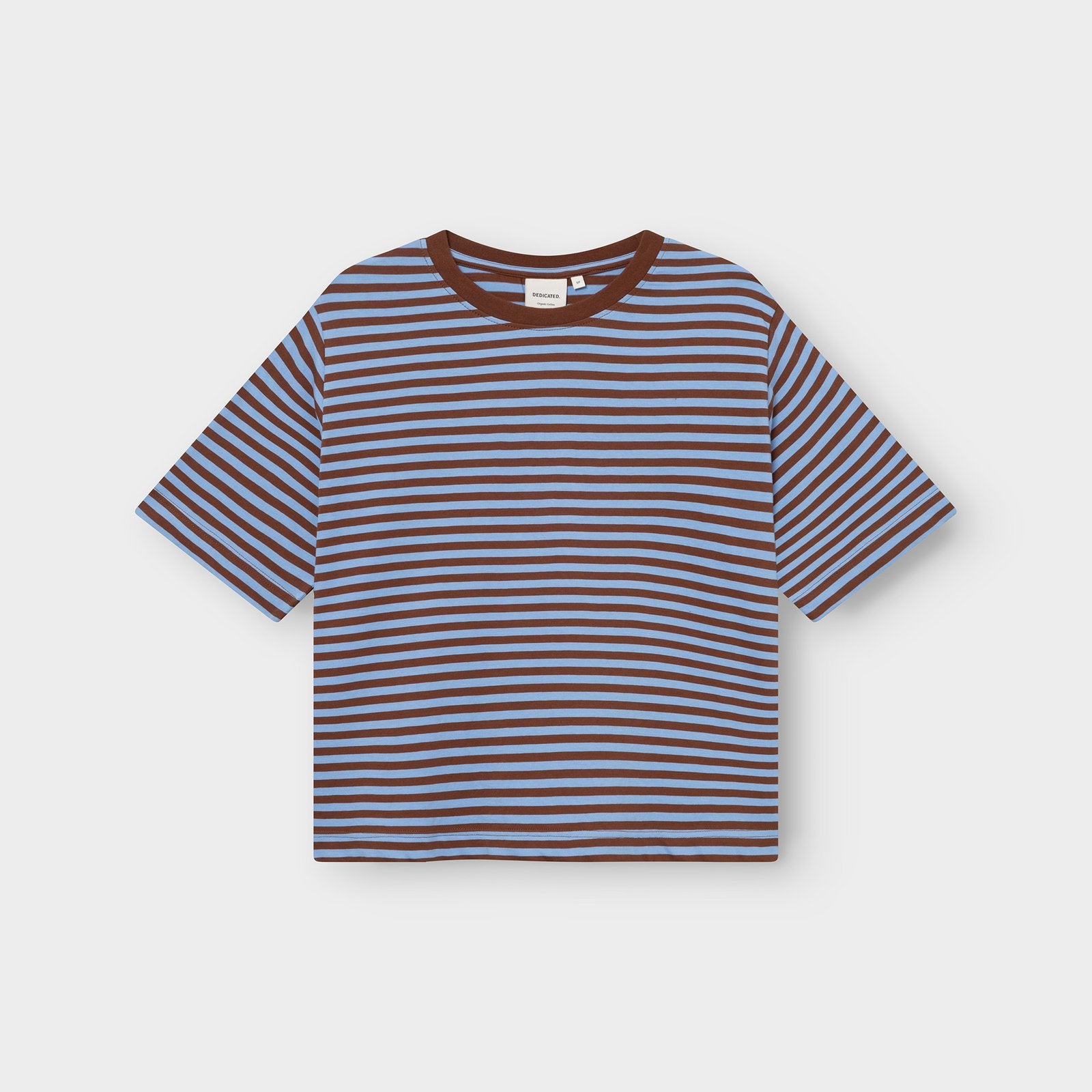Camiseta DEDICATED Vadstena Stripes - Cappuccino Brown/Cornflower Blue - vista oficial 3