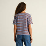 Camiseta DEDICATED Vadstena Stripes - Cappuccino Brown/Cornflower Blue - vista oficial 6